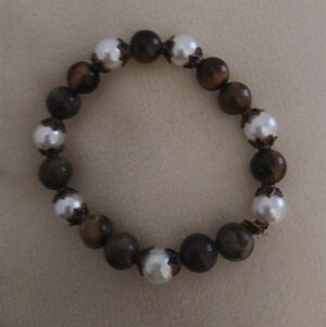 Fashion Jewelry Brown and Cream Beaded Bracelet